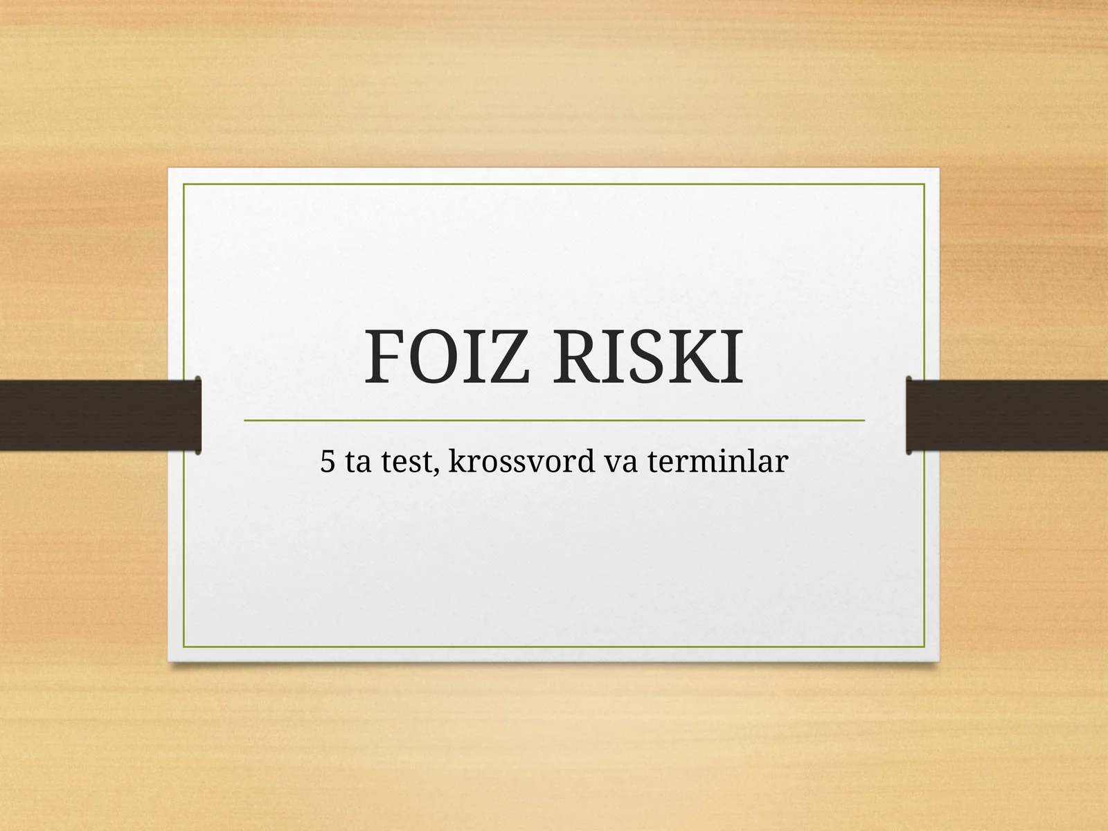 Foiz riski termin test krasword