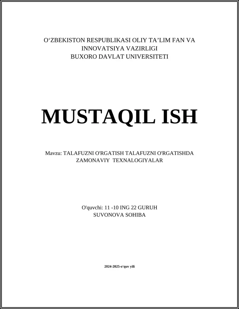 Nutqni Sintez Qilish Texnologiyalari