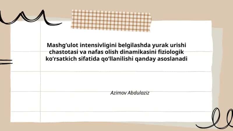 Mashgʻulot intensivligini belgilash