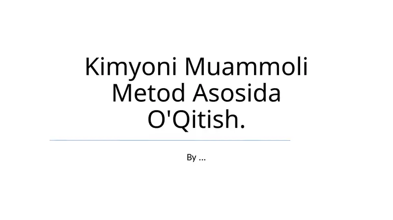 Kimyoni Muammoli Metod Asosida O'Qitish