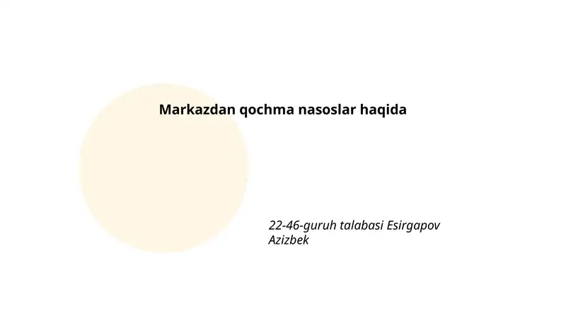 Markazdan qochma nasoslar haqida