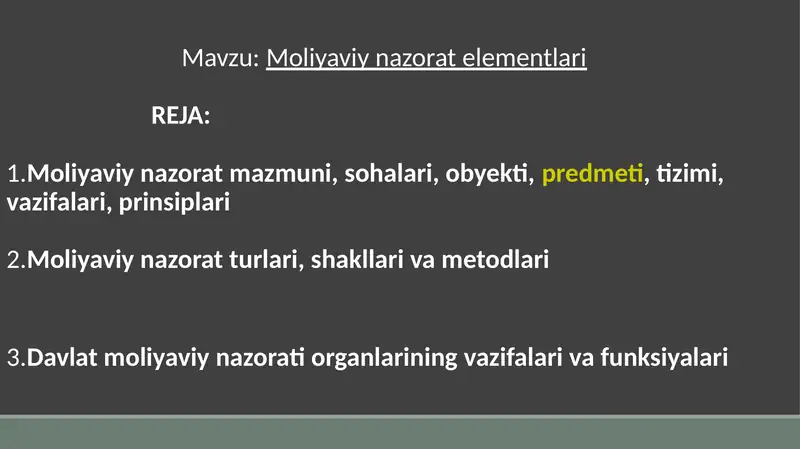 Moliyaviynazorat elementlari