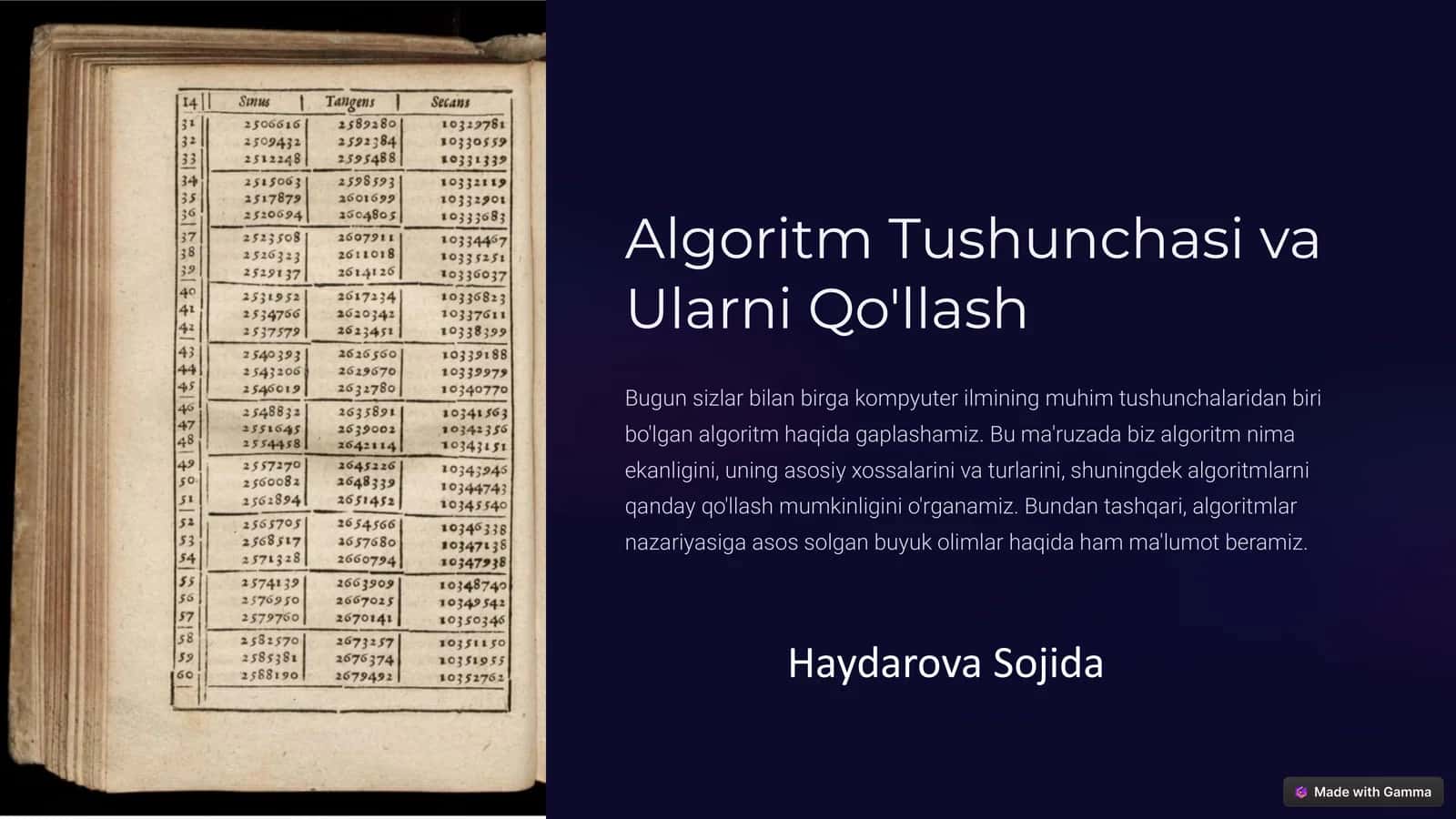 Algoritm Tushunchasi va Ularni Qo'llash