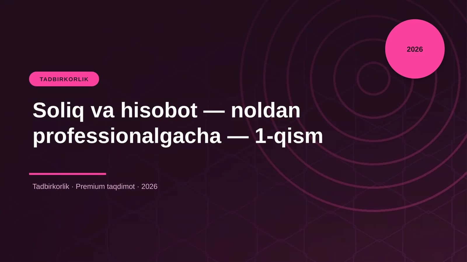 Soliq va hisobot — noldan professionalgacha — 1-qism