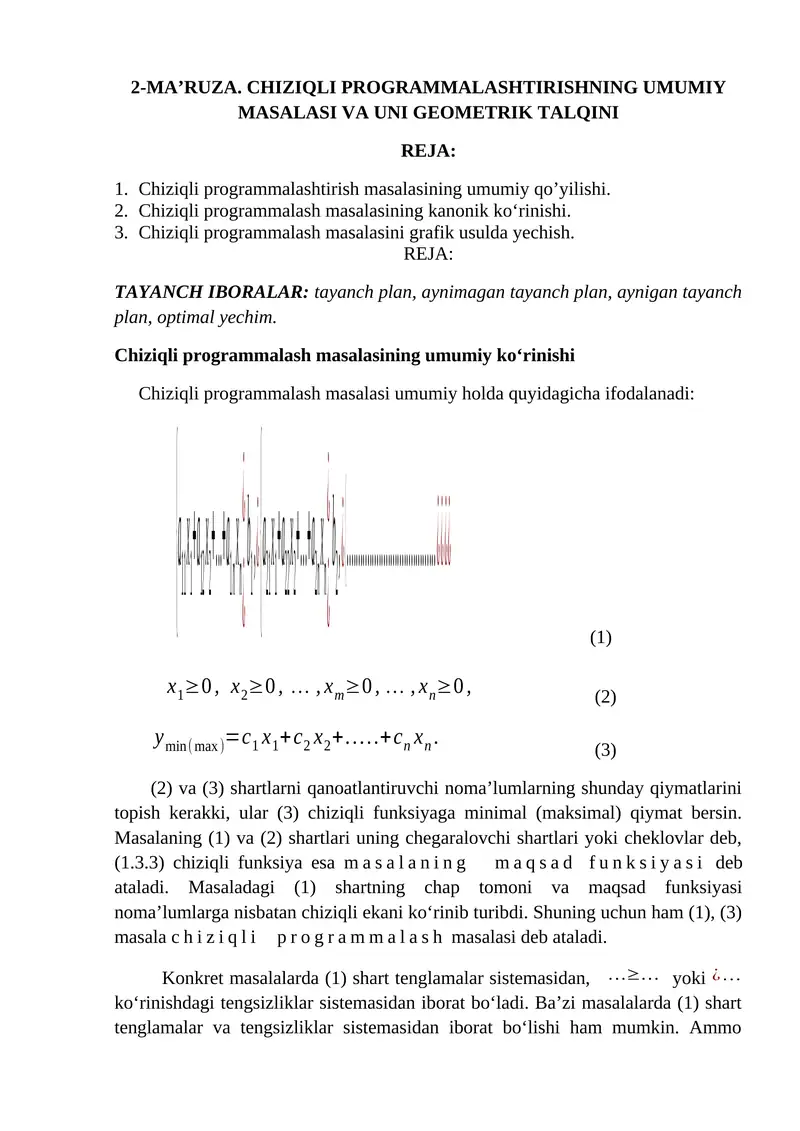 Chiziqli Programmalash