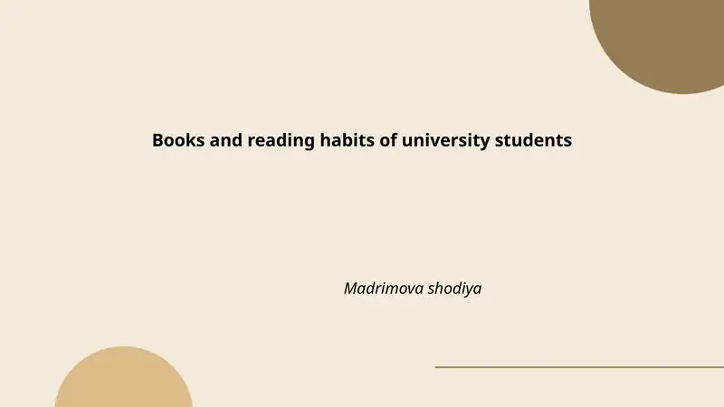 Books and Reading Habits of University Students