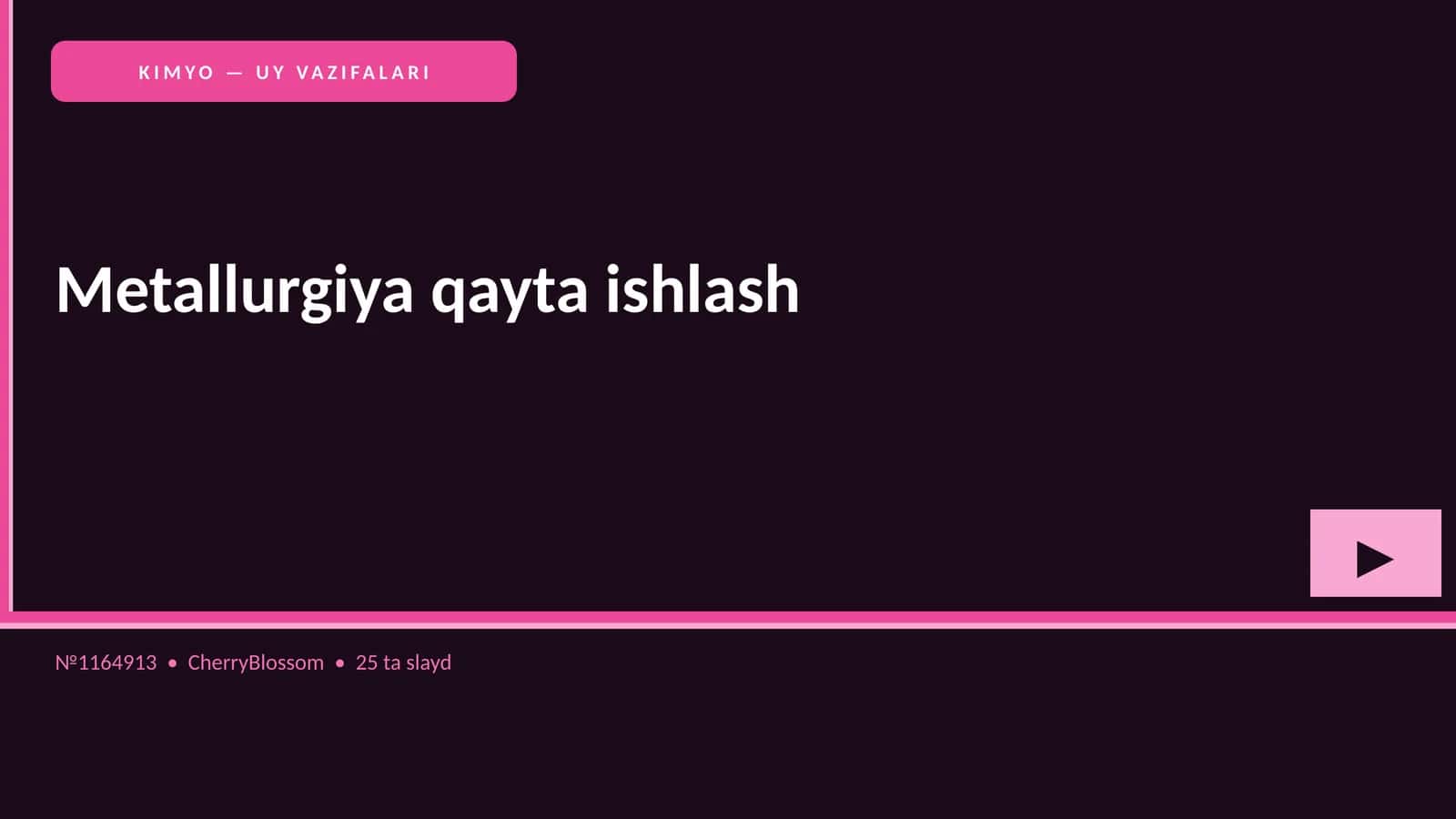 KIMYO — UY VAZIFALARI