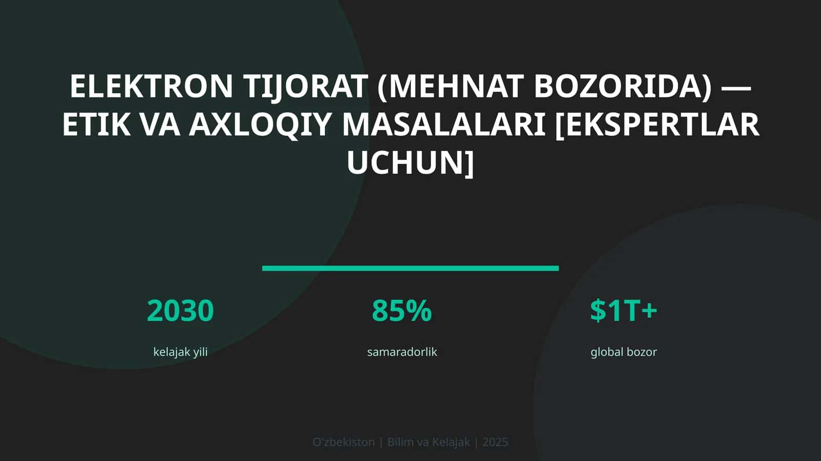 Elektron tijorat (mehnat bozorida) — etik va axloqiy masalalari [ekspertlar uchun]