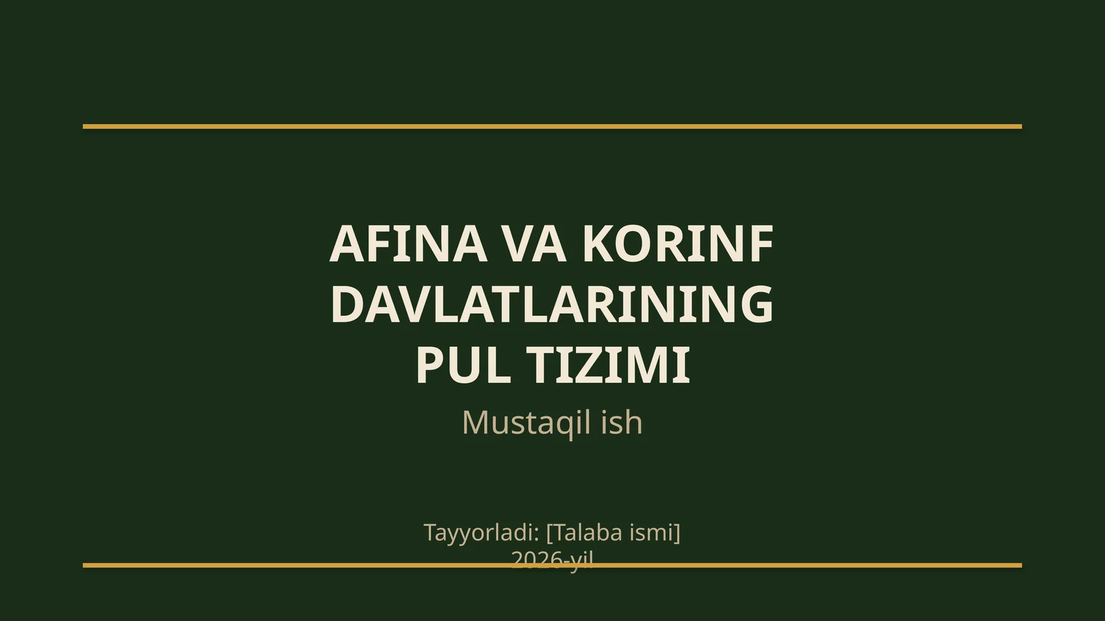 Afina va Korinf davlatlarining pul tizimi