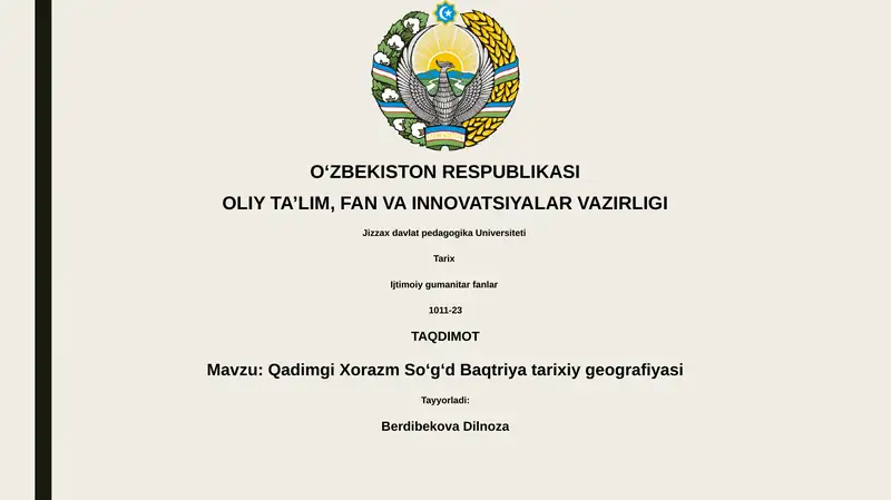 Qadimgi Xorazm Soʻgʻd Baqtriya tarixiy geografiyasi
