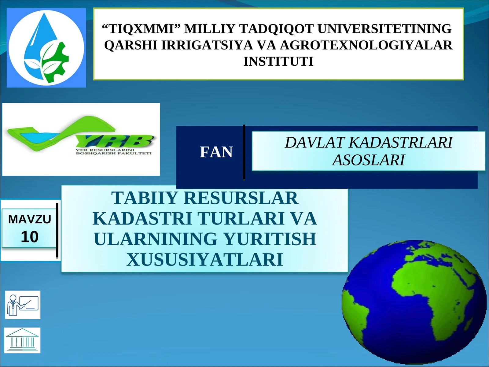DAVLAT KADASTRLARI ASOSLARI