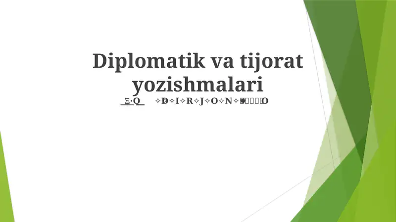 Diplomatik va tijorat yozishmalari