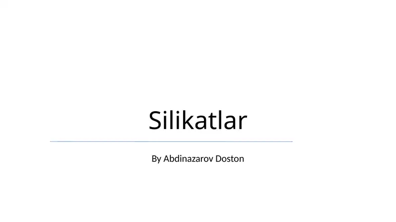 Silikatlar
