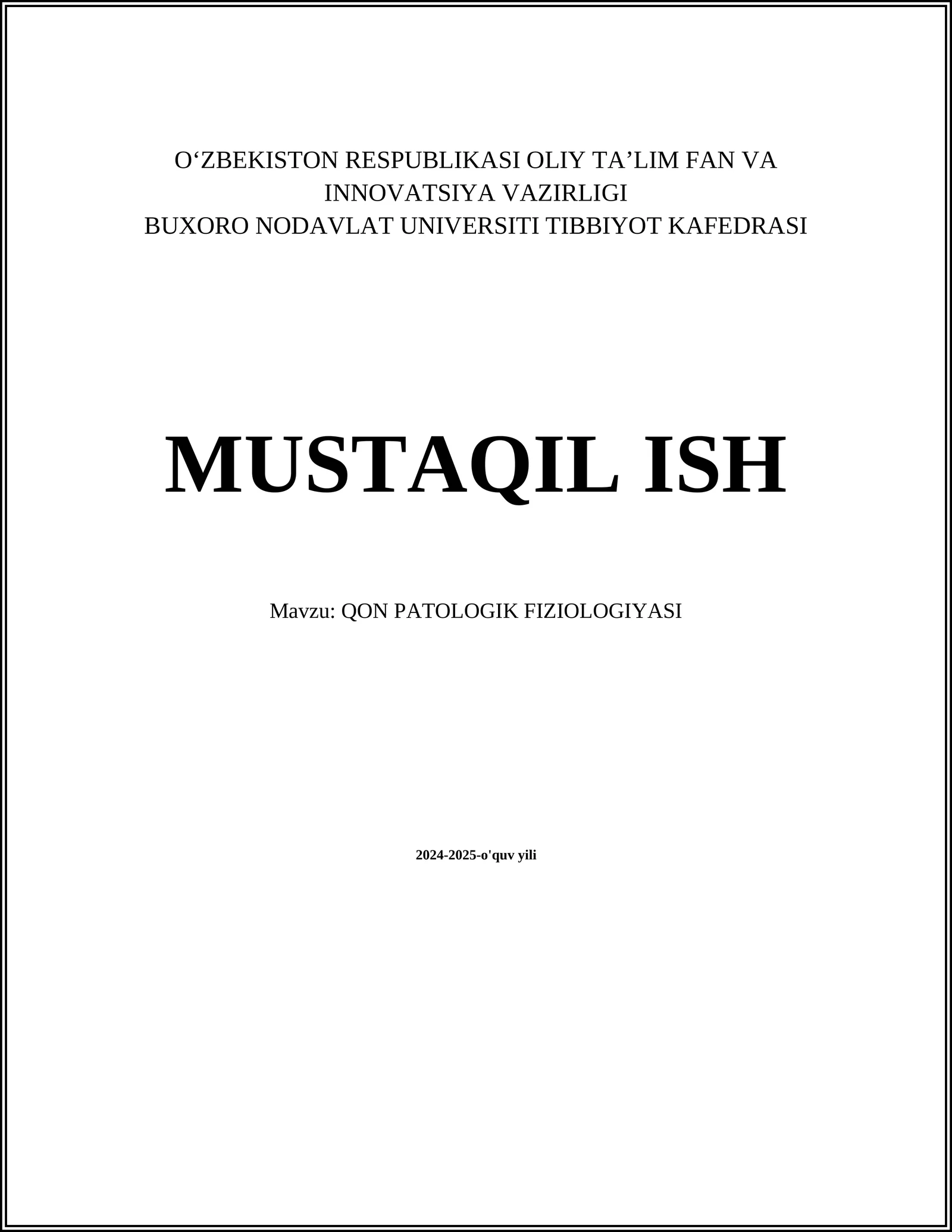 QON PATOLOGIK FIZIOLOGIYASI