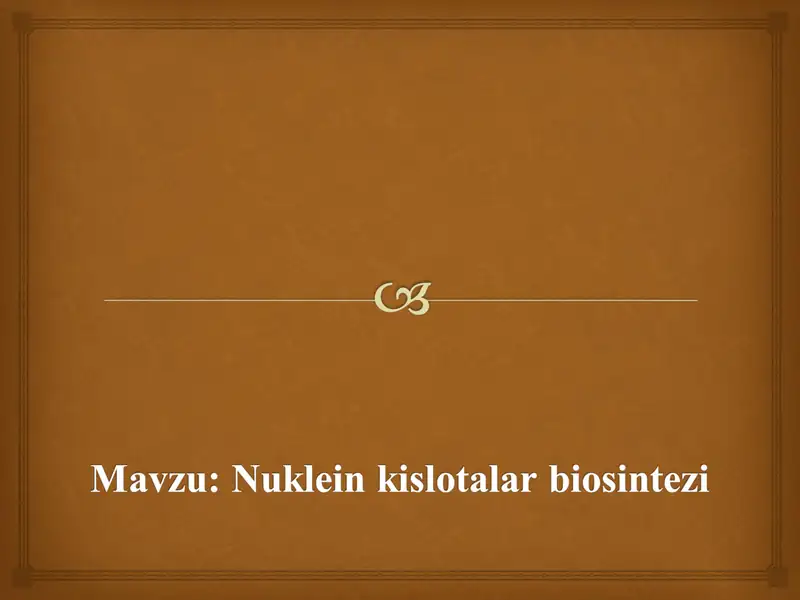 nuklein kislotalar biosintezi