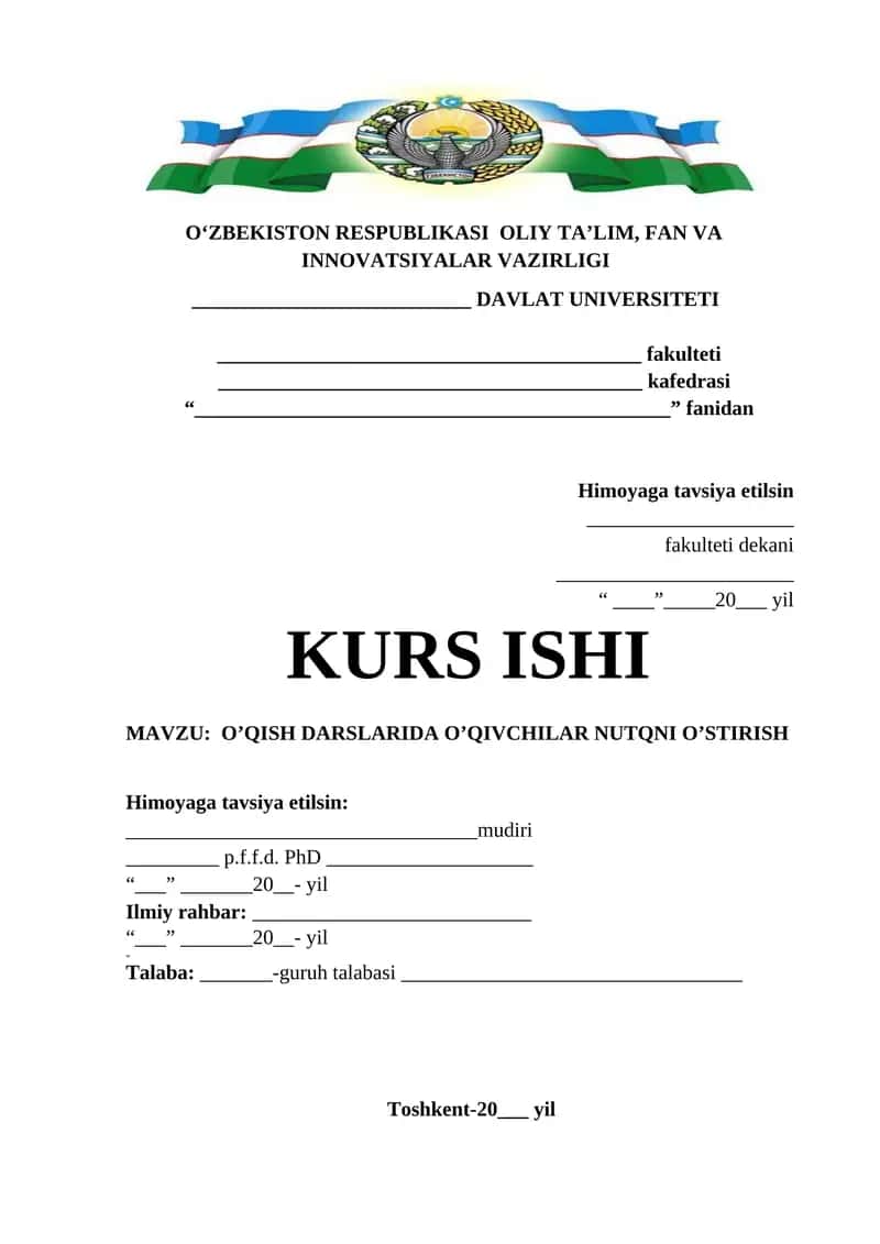 O’QISH DARSLARIDA O’QIVCHILAR NUTQNI O’STIRISH