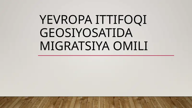 Yevropa ittifoqi geosiyosatida migratsiya omili