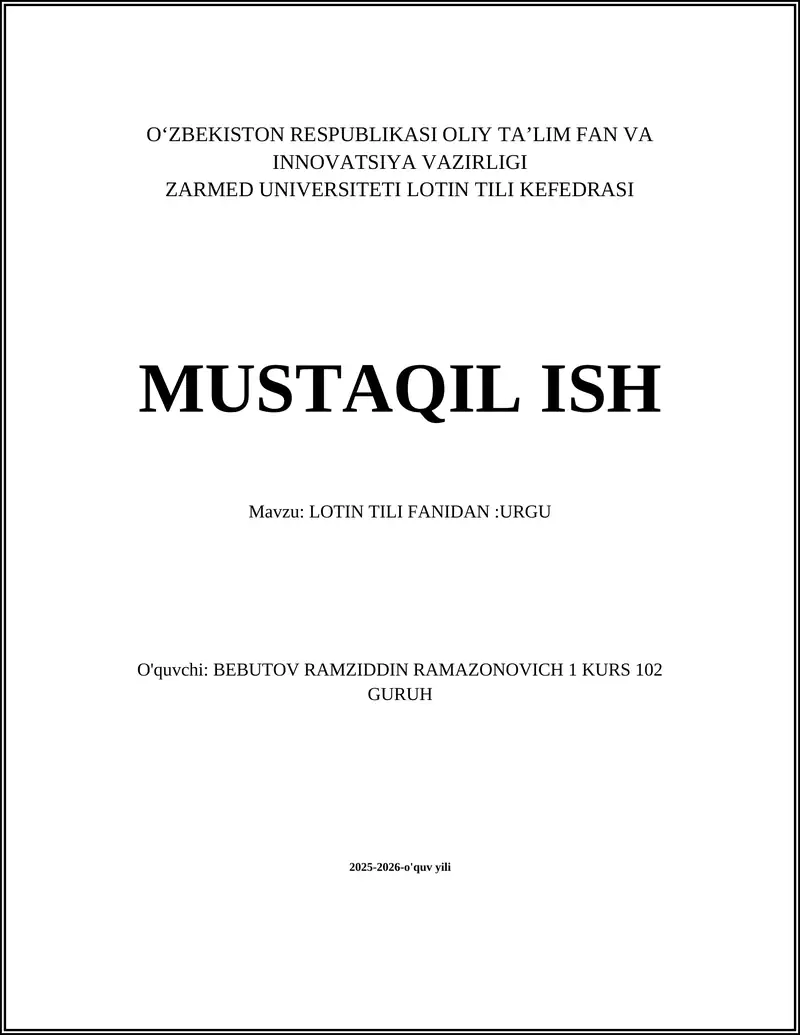 LOTIN TILI FANIDAN:URGU