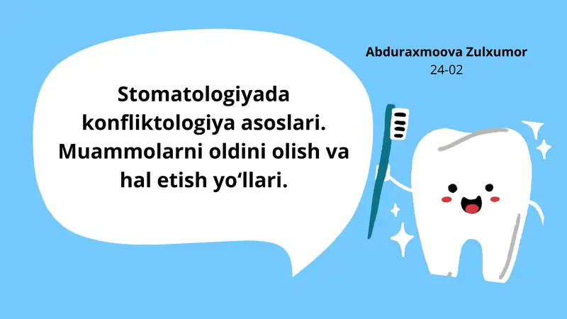 Stomatologiyada konfliktologiya asoslari