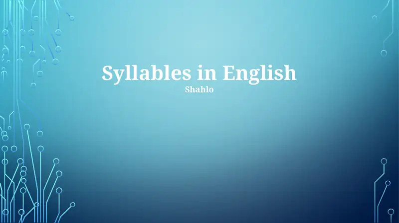 Syllables in English