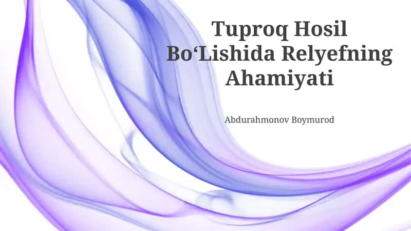 Tuproq Hosil BoʻLishida Relyefning Ahamiyati