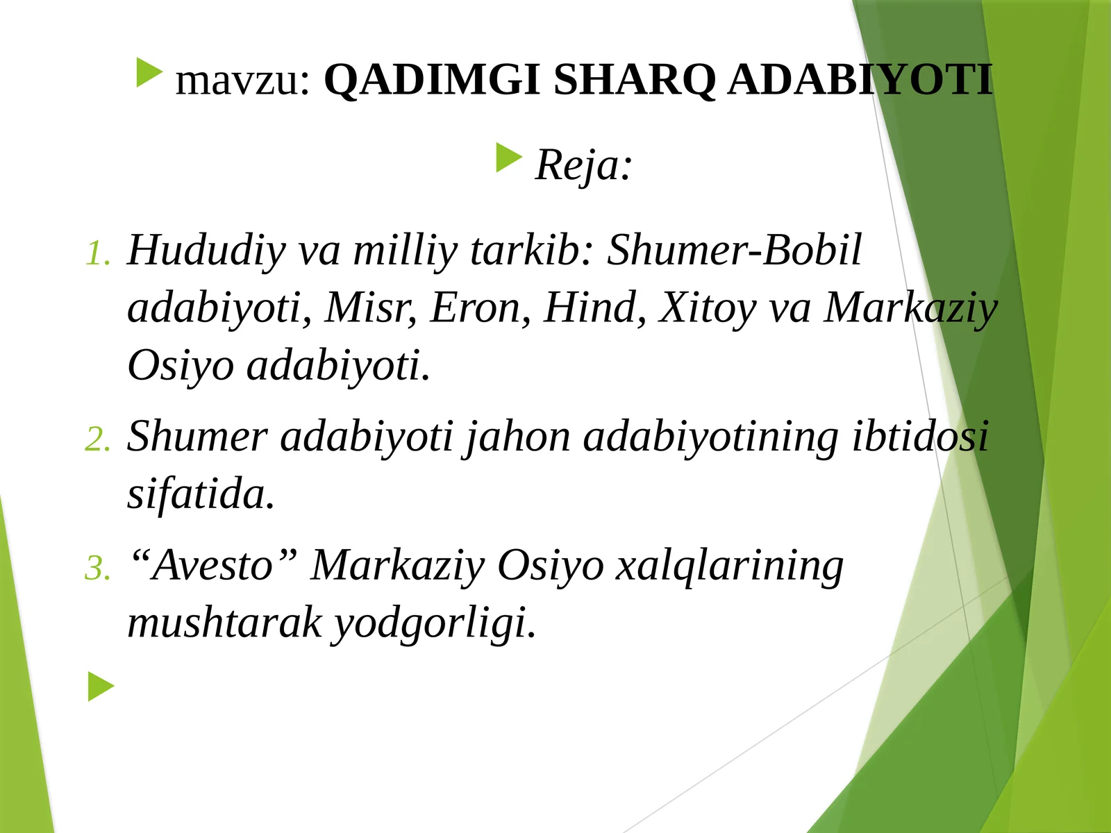 QADIMGI SHARQ ADABIYOTI