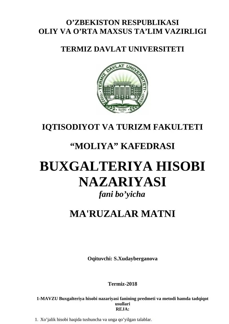 Buxgalteriya hisobi nazariyasi