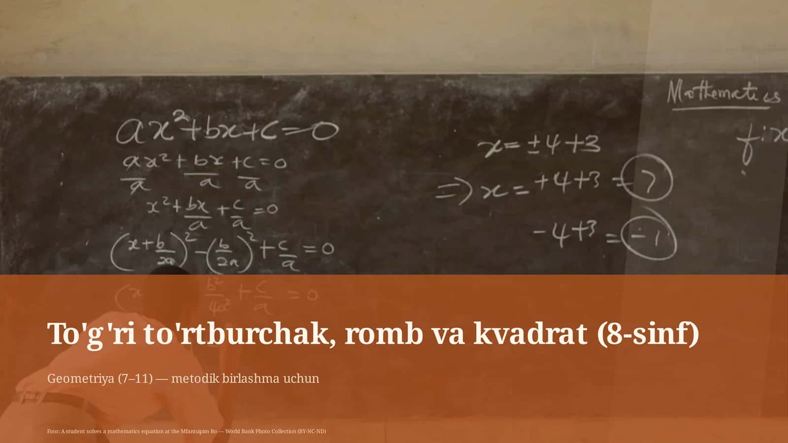 To'g'ri to'rtburchak, romb va kvadrat (8-sinf)