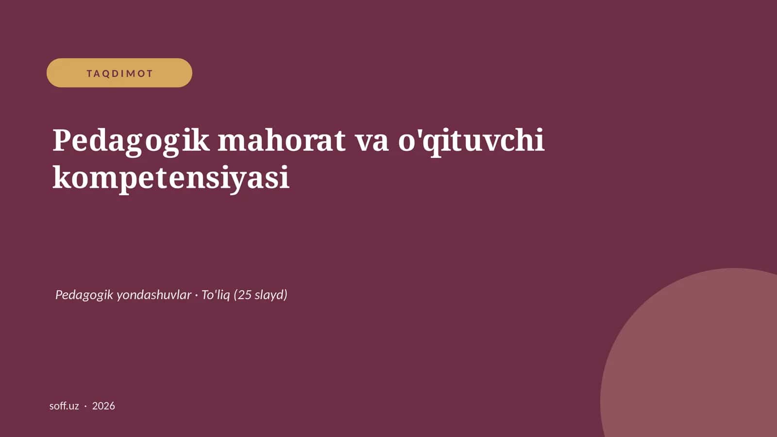 Pedagogik mahorat va o'qituvchi kompetensiyasi