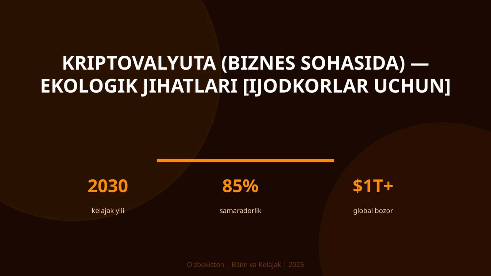 Kriptovalyuta (biznes sohasida) — ekologik jihatlari [ijodkorlar uchun]