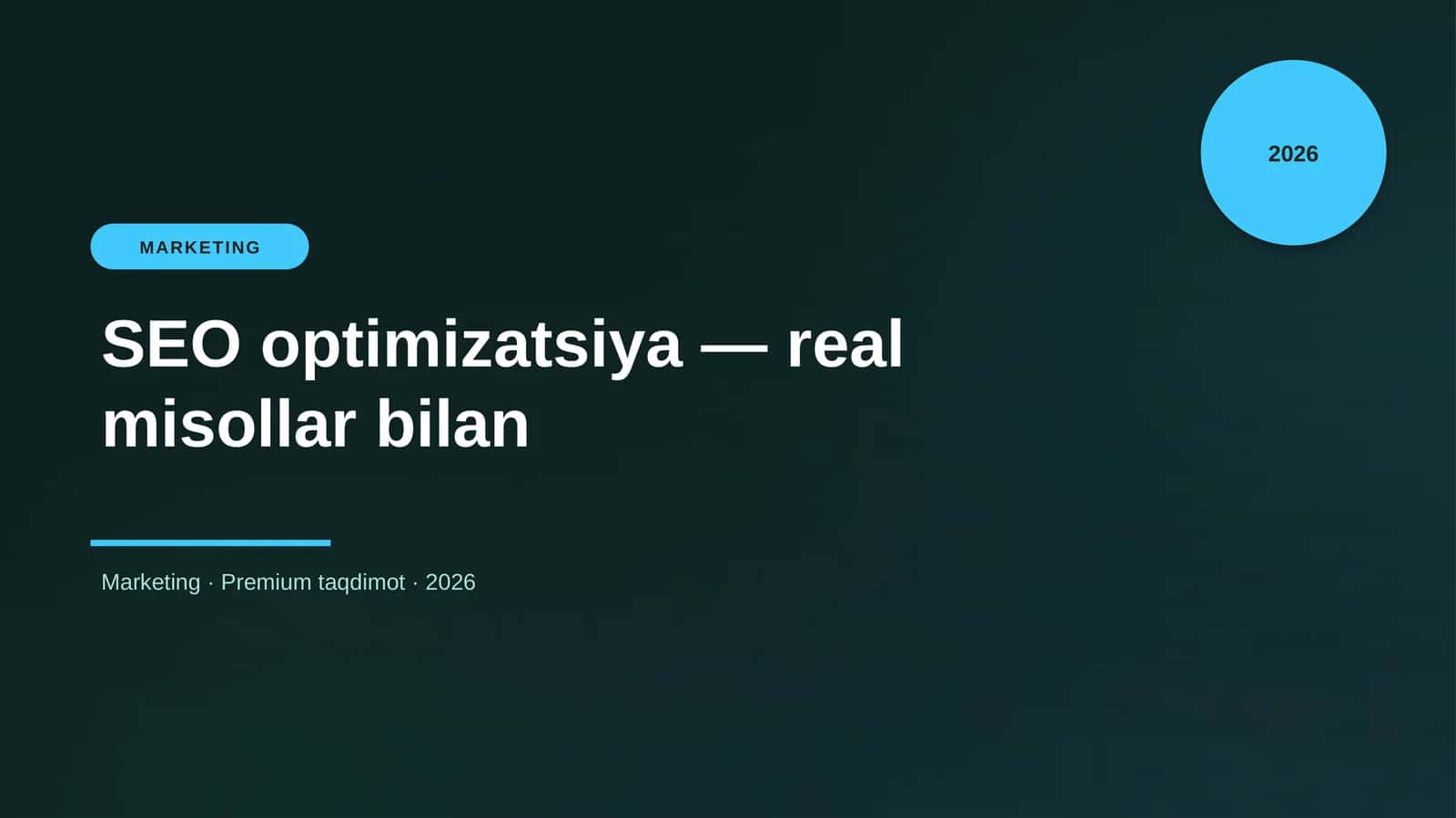 SEO optimizatsiya — real misollar bilan