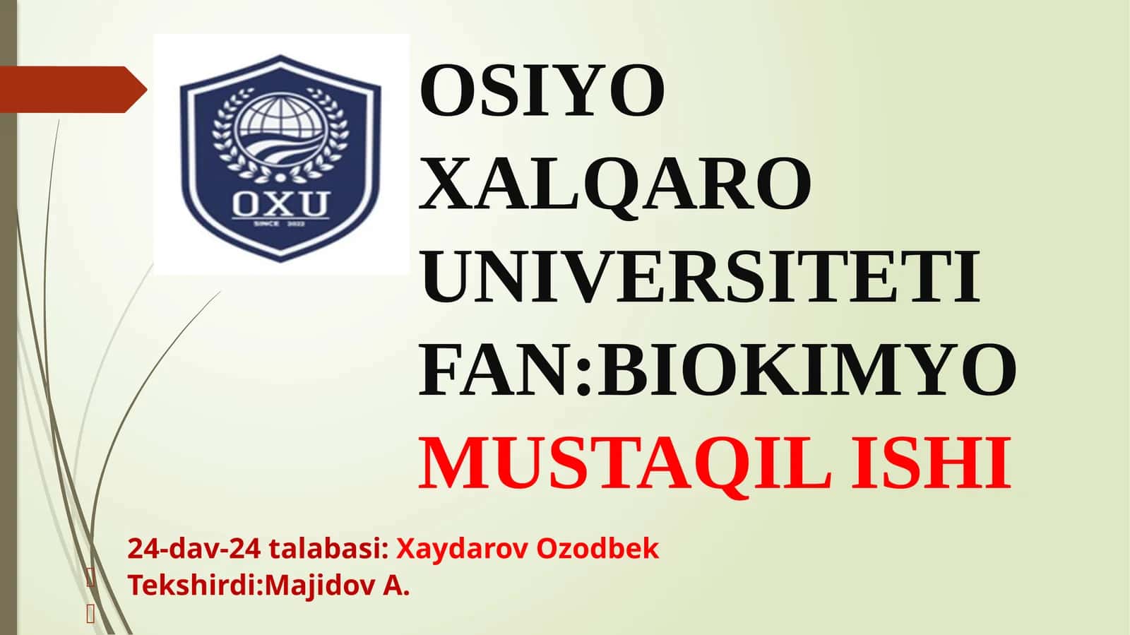 BIOKIMYO MUSTAQIL ISHI