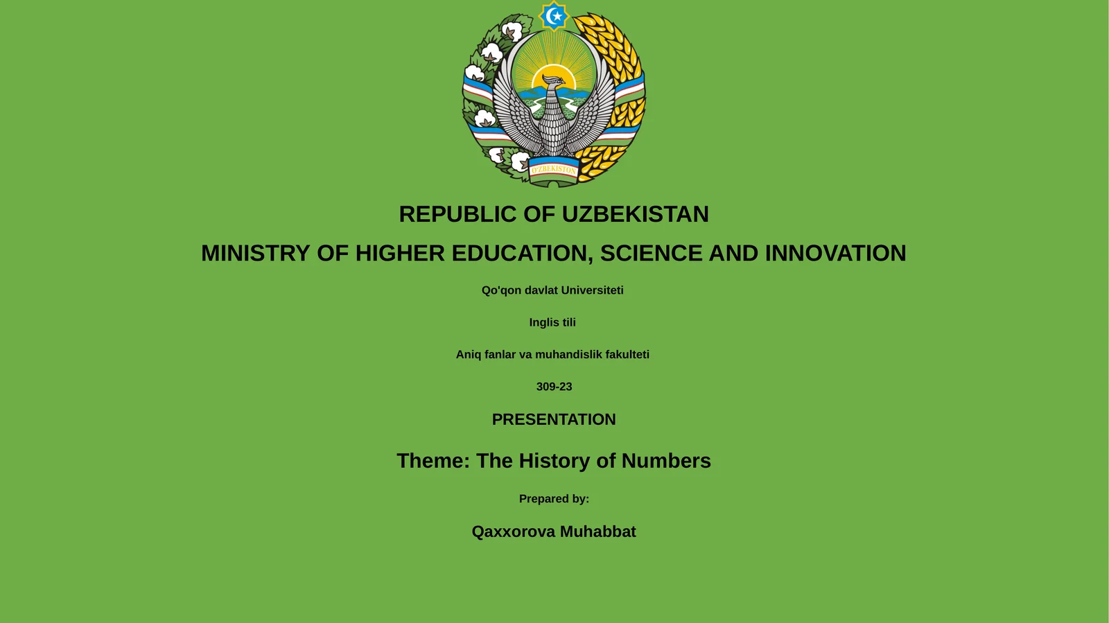 History of Numbers Presentation