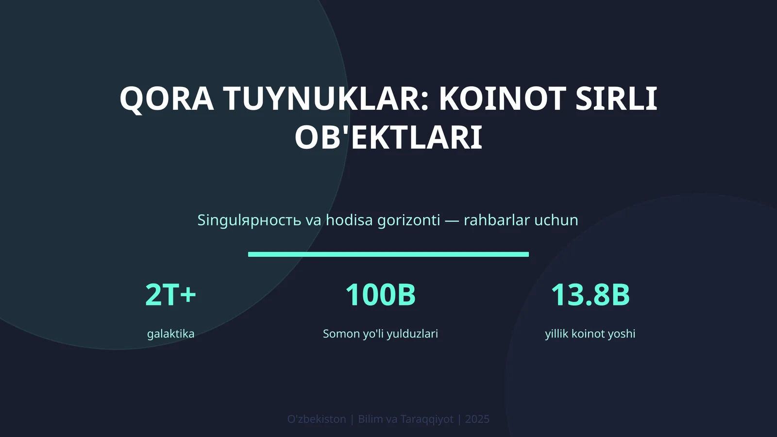 Qora tuynuklar: koinot sirli ob'ektlari