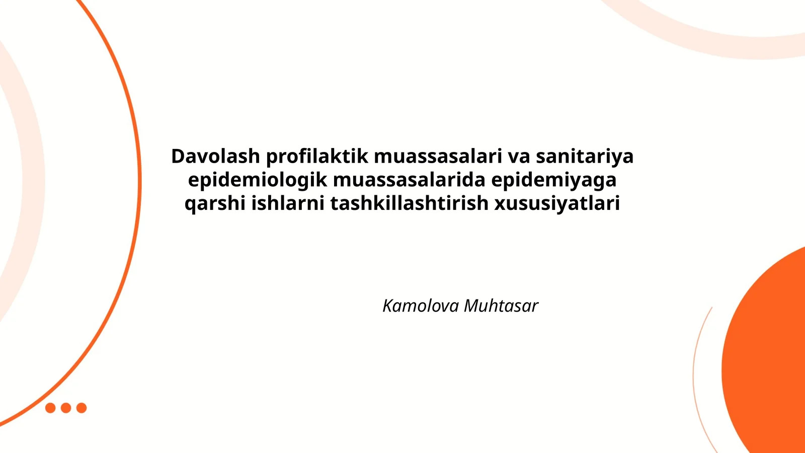 Davolash profilaktik muassasalari va sanitariya epidemiologik muassasalarida epidemiyaga qarshi ishlarni tashkillashtirish xususiyatlari