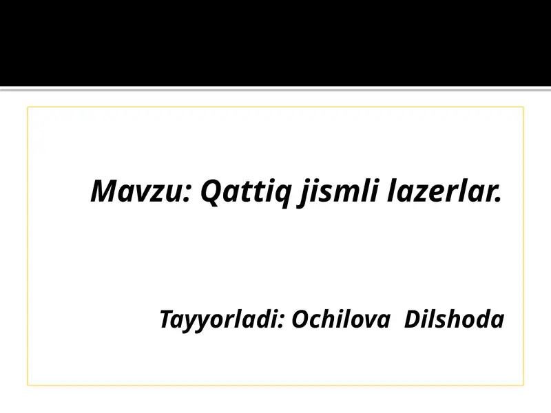 Qattiq jismlilazerlar