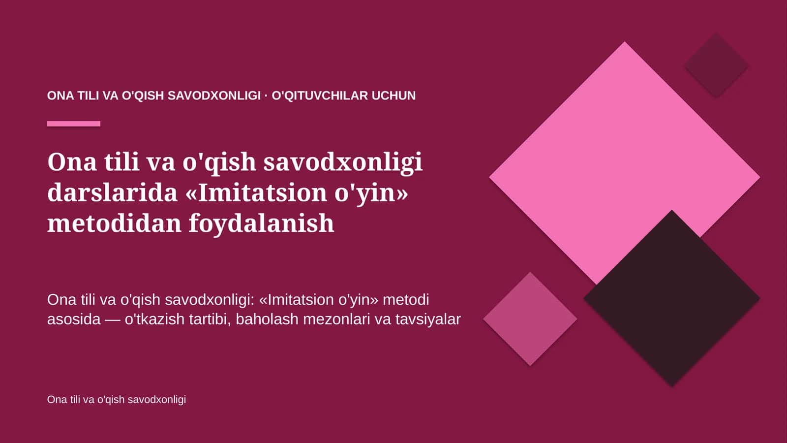 ona tili va o'qish savodxonligi darslarida imitatsion o'yin metodidan foydalanish 9477