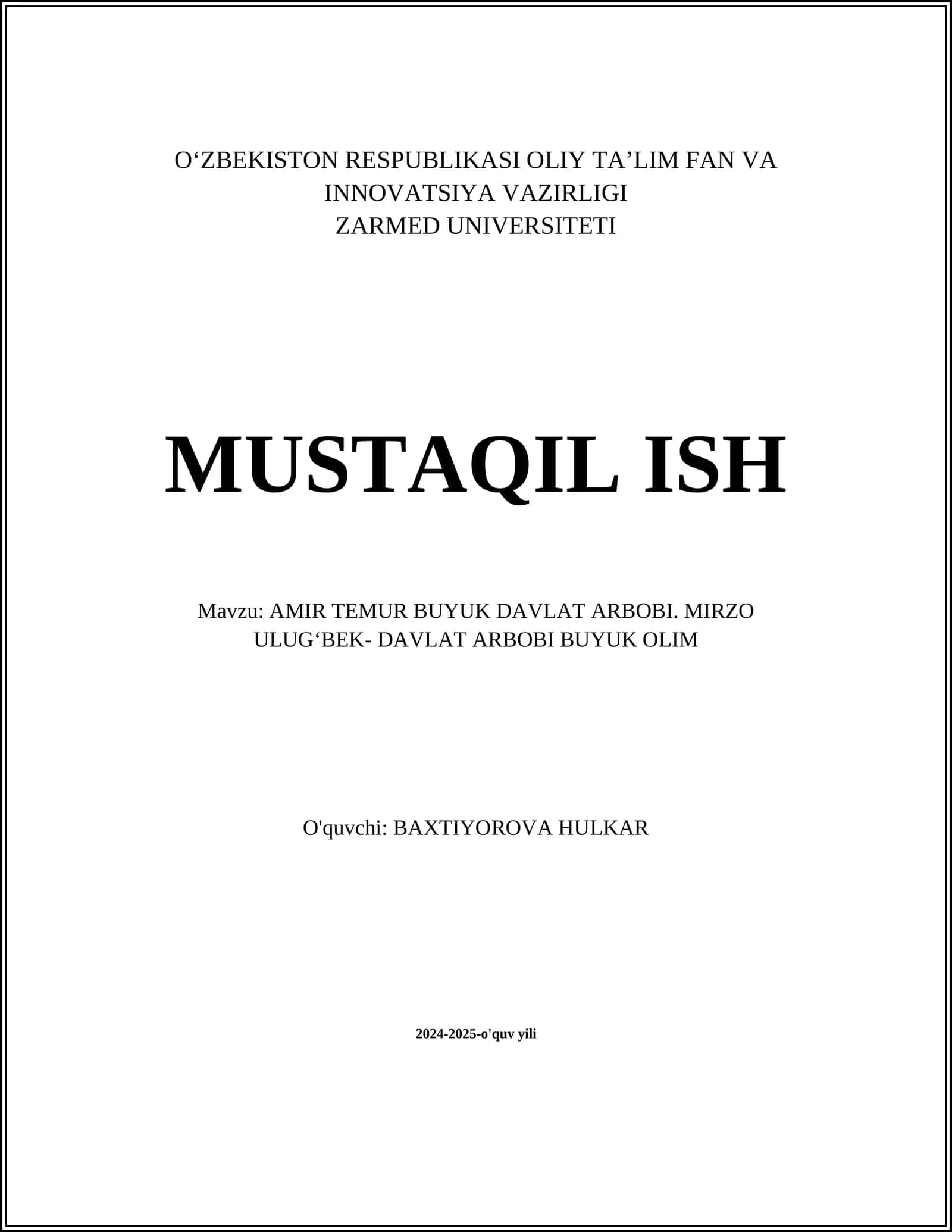 AMIR TEMUR BUYUK DAVLAT ARBOBI. MIRZO ULUGʻBEK- DAVLAT ARBOBI BUYUK OLIM
