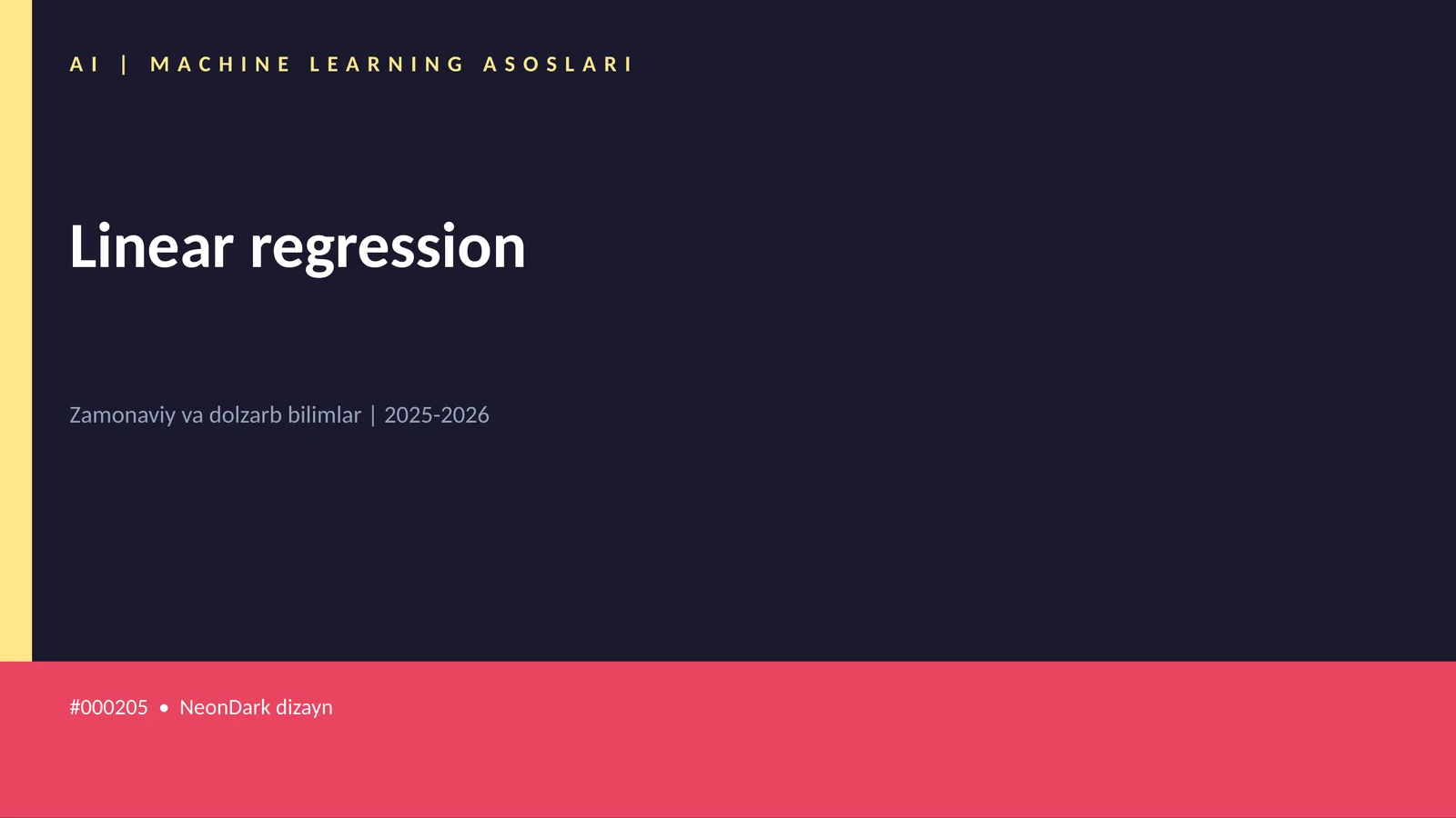 AI | MACHINE LEARNING ASOSLARI