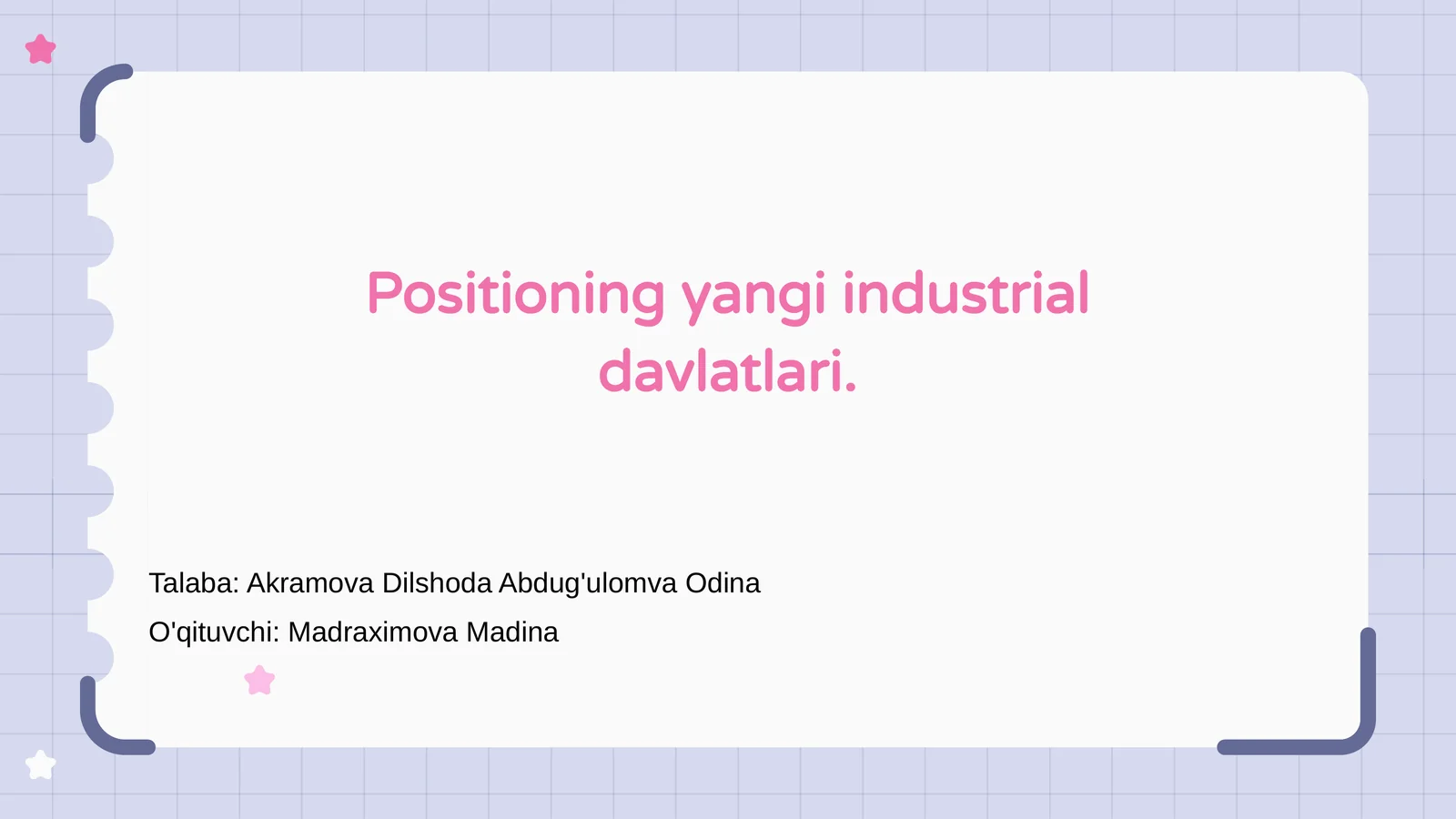 Positioning yangi industrial davlatlari