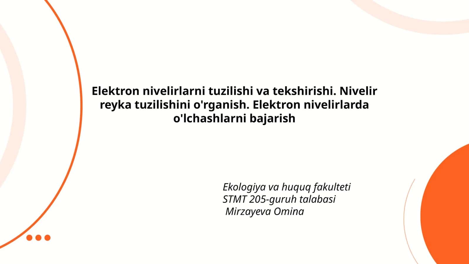 Elektron nivelirlarni tuzilishi va tekshirishi