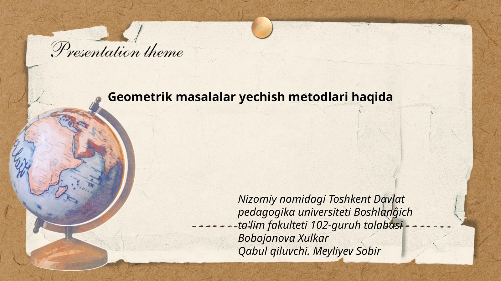 Geometrik masalalar yechish metodlari haqida