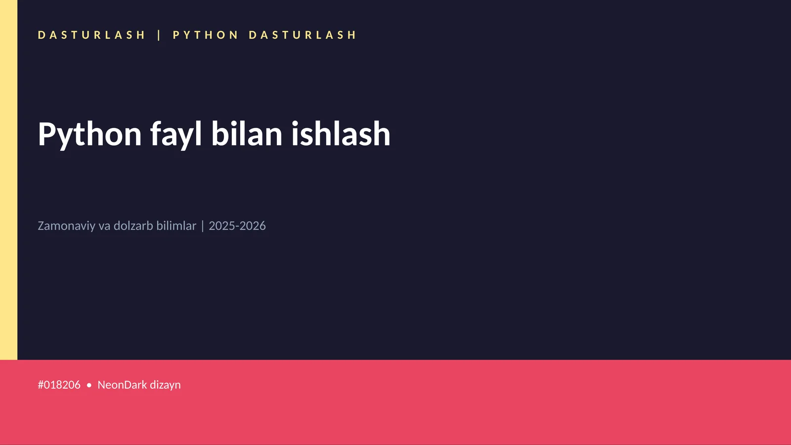 DASTURLASH | PYTHON DASTURLASH