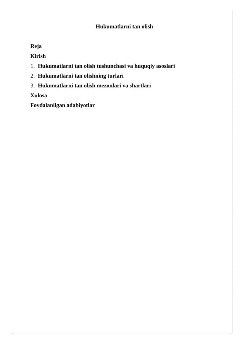 Hukumatlarni tan olish