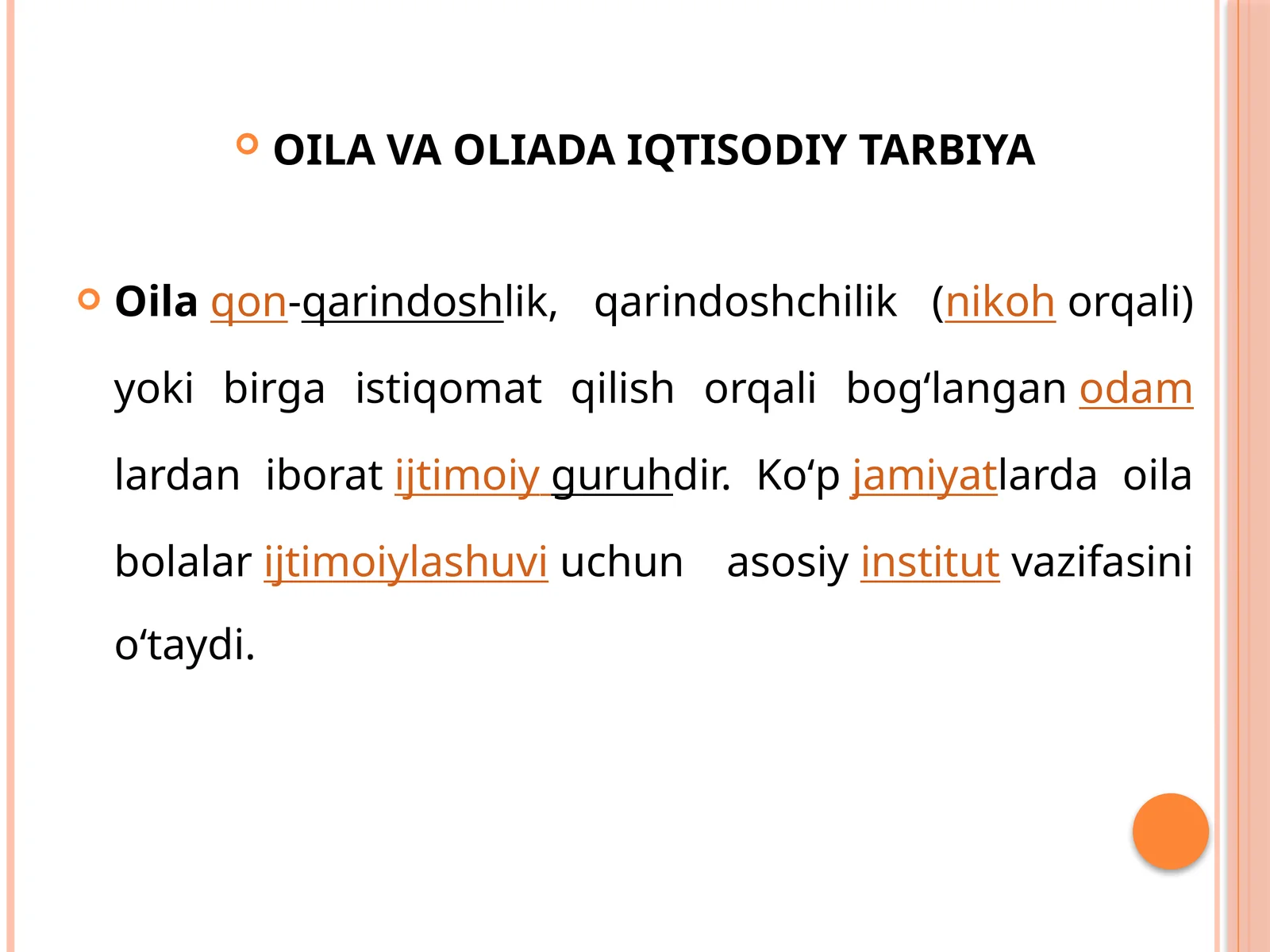 OILA VA OLIADA IQTISODIY TARBIYA