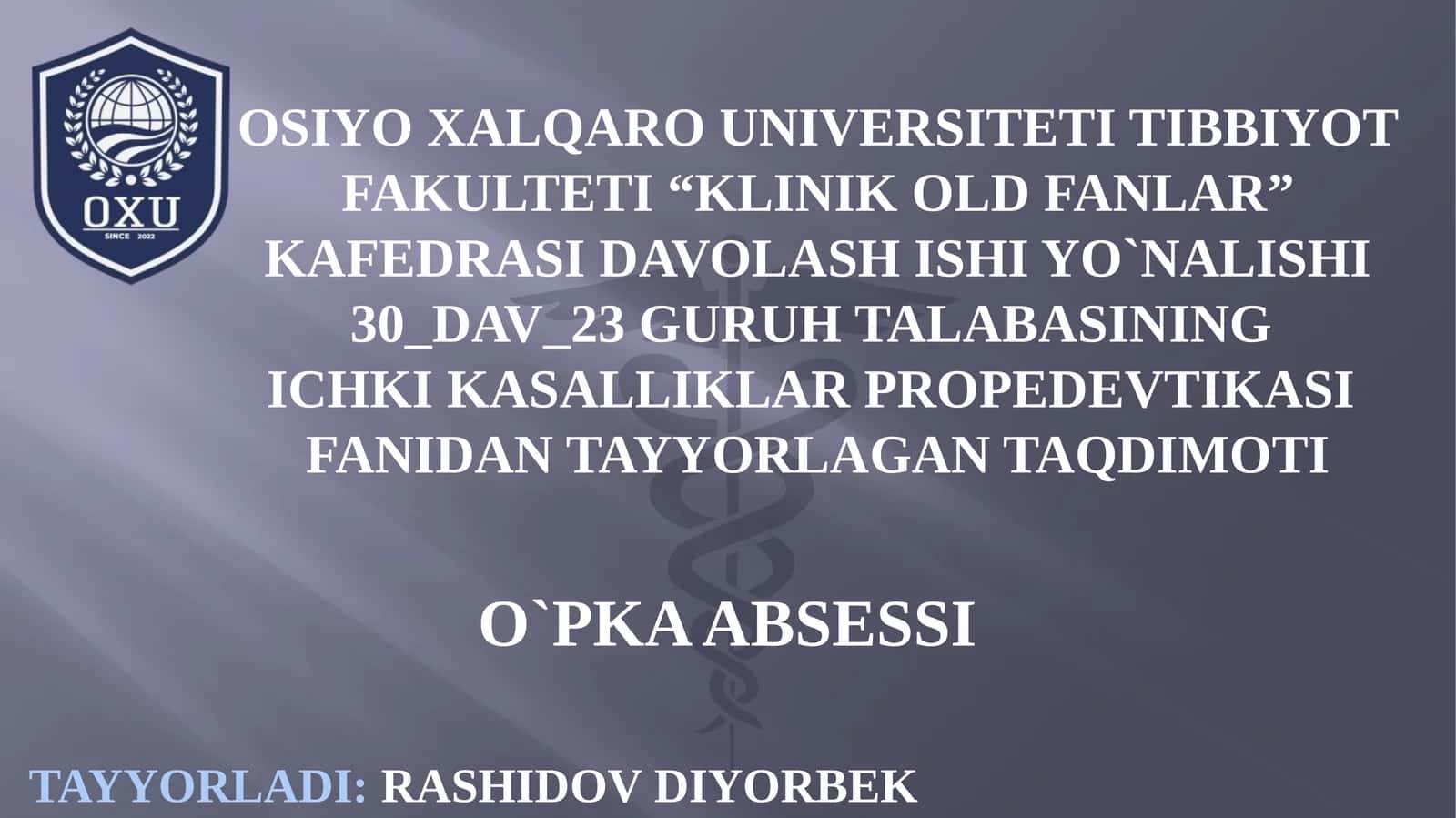 O'PKA ABSESSI TASNIFI