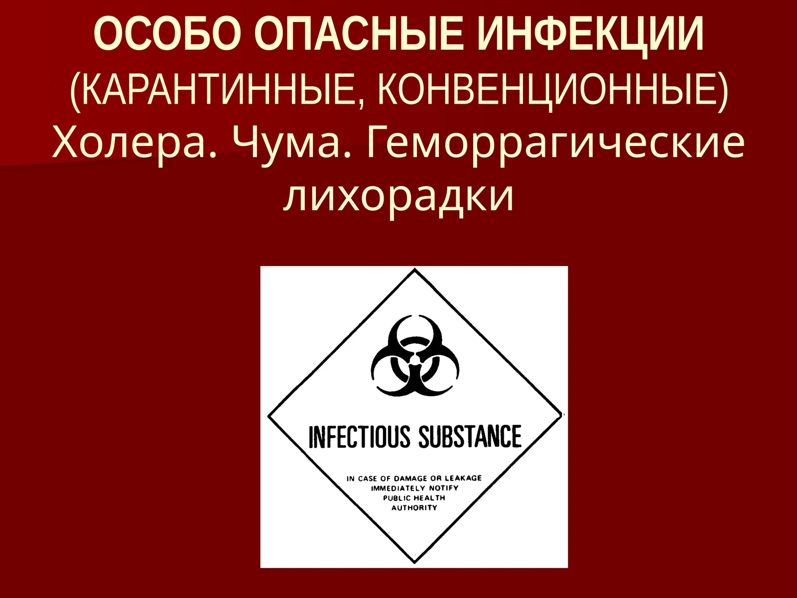 ОСОБО ОПАСНЫЕ ИНФЕКЦИИ(КАРАНТИННЫЕ, КОНВЕНЦИОННЫЕ)