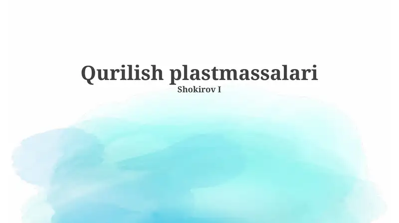 Qurilish plastmassalari