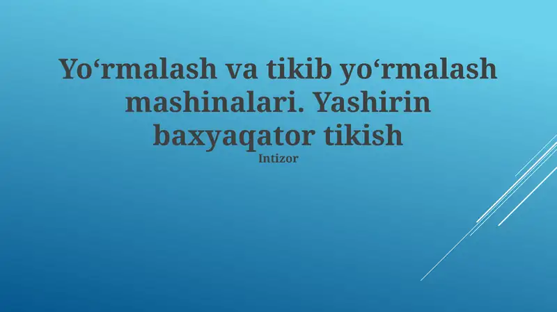 Overlok va Qo'shtirnovchi Tikuv Mashinalari