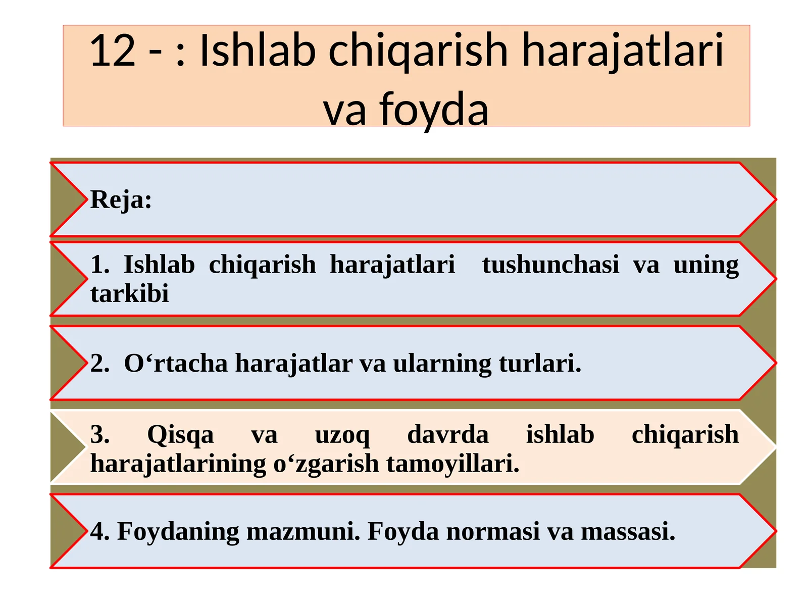 Ishlab chiqarish harajatlari va foyda